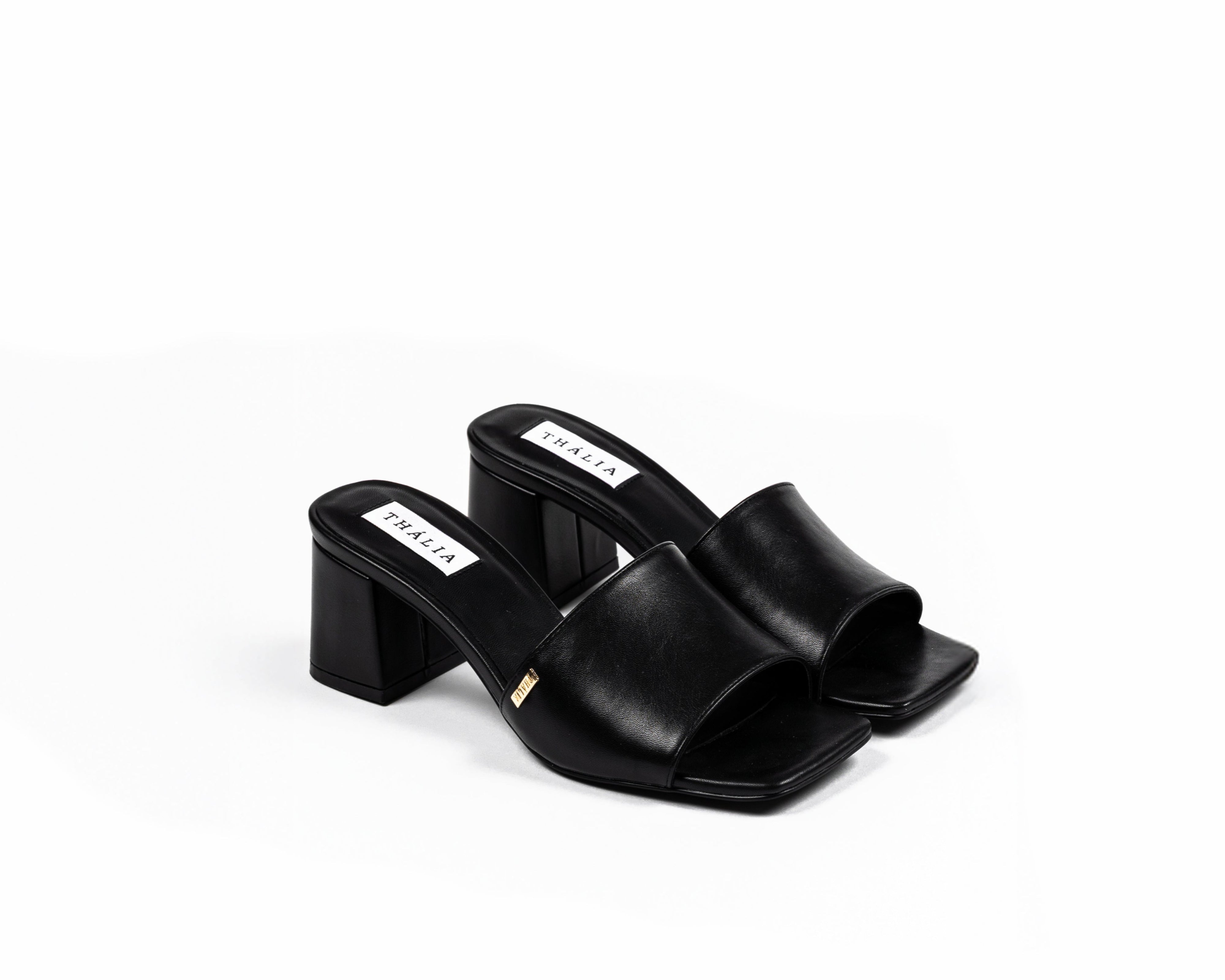 ブルバレル　BULL BARREL 200 Kelly Block Heel 50 Mule Black – Vegan Block Heels | Thália