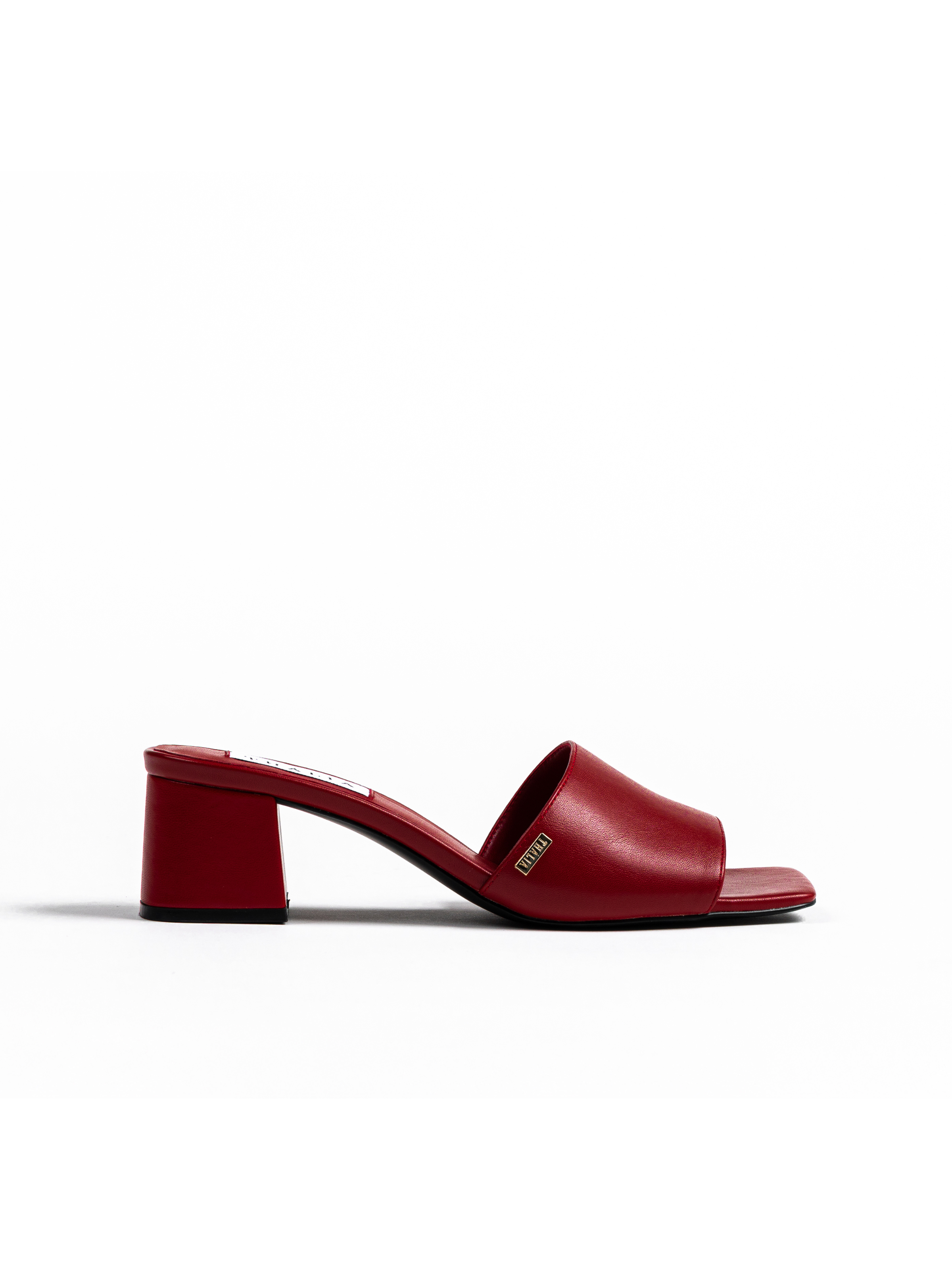 Thália PETA-approved cherry burgundy heels