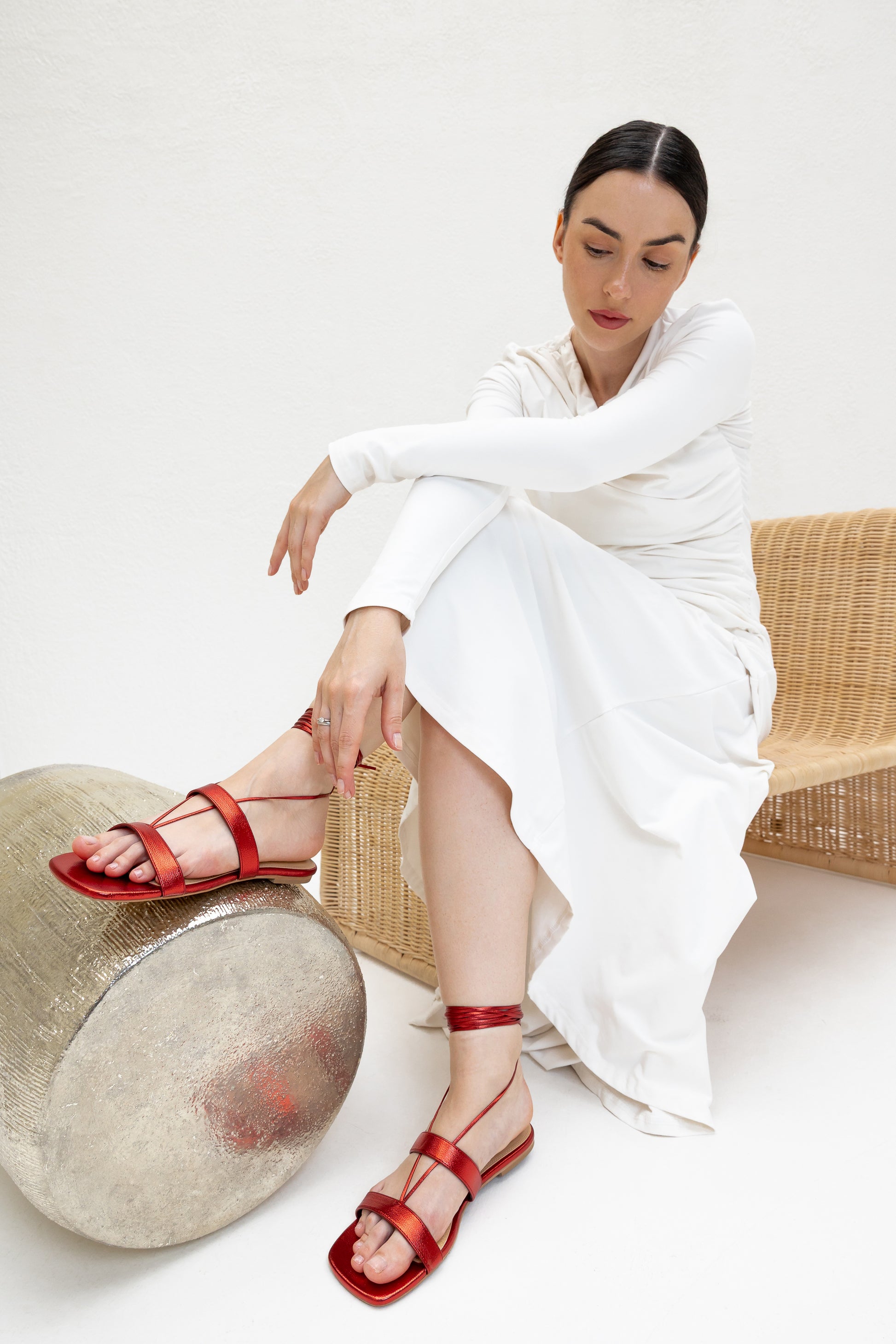 Greek Sandal - Crimson