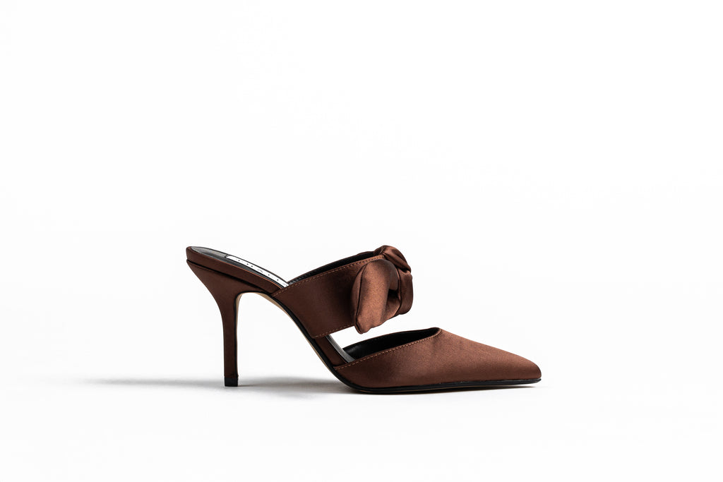 Jenny Mule Heel 90 - Brown Satin