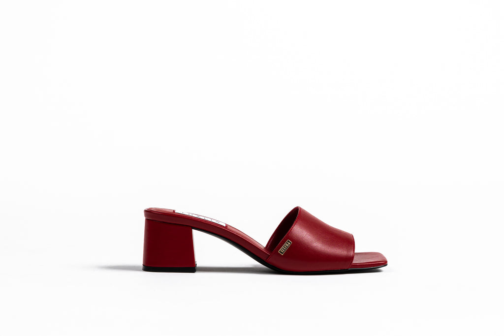Kelly Block Heel 50 Mule - Cherry Burgundy