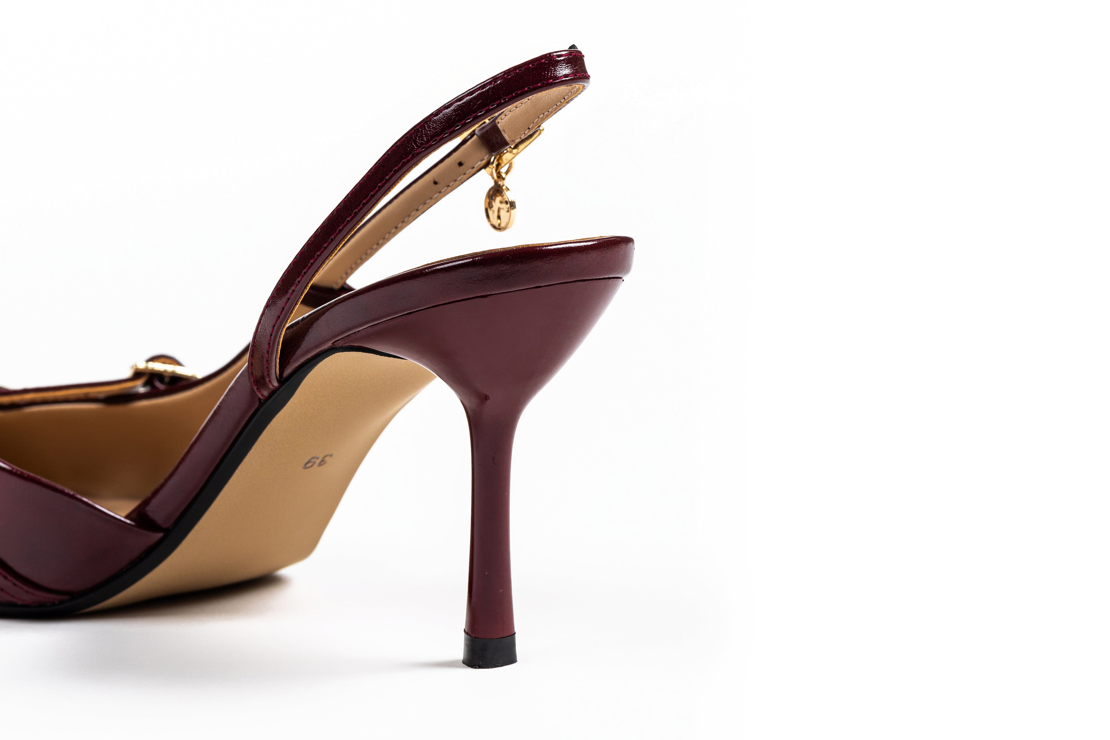 Thalia PETA-approved burgundy slingback heels