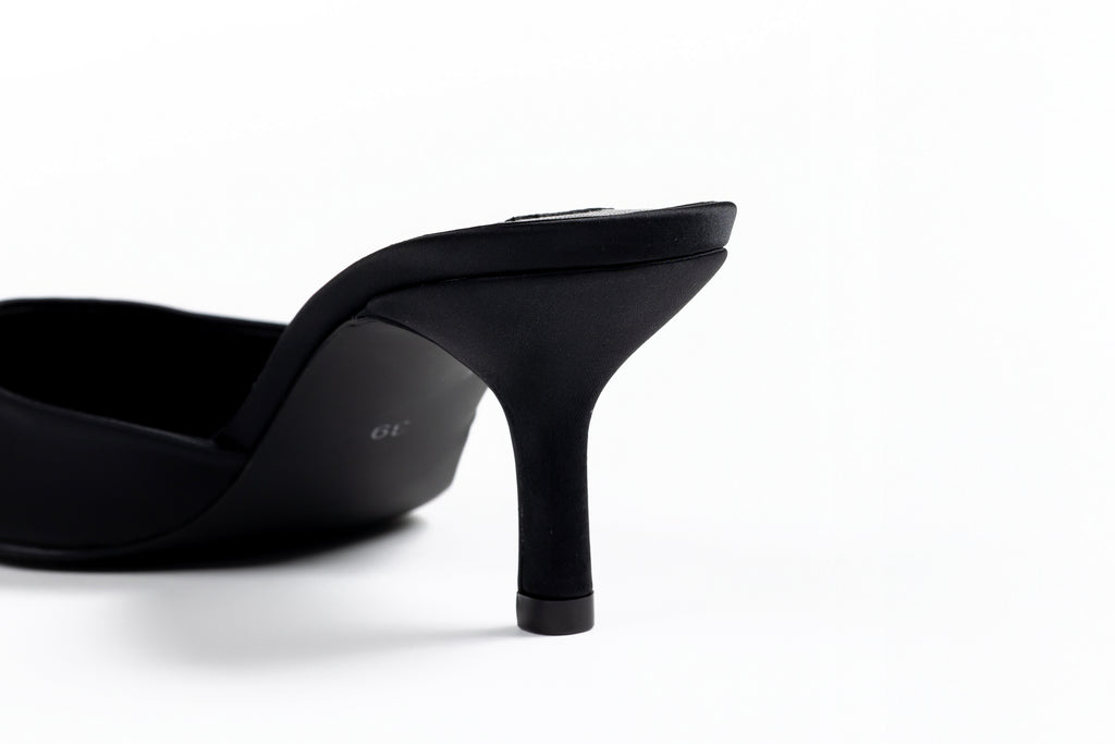 Sarah Mule Heel 60 - Black Satin