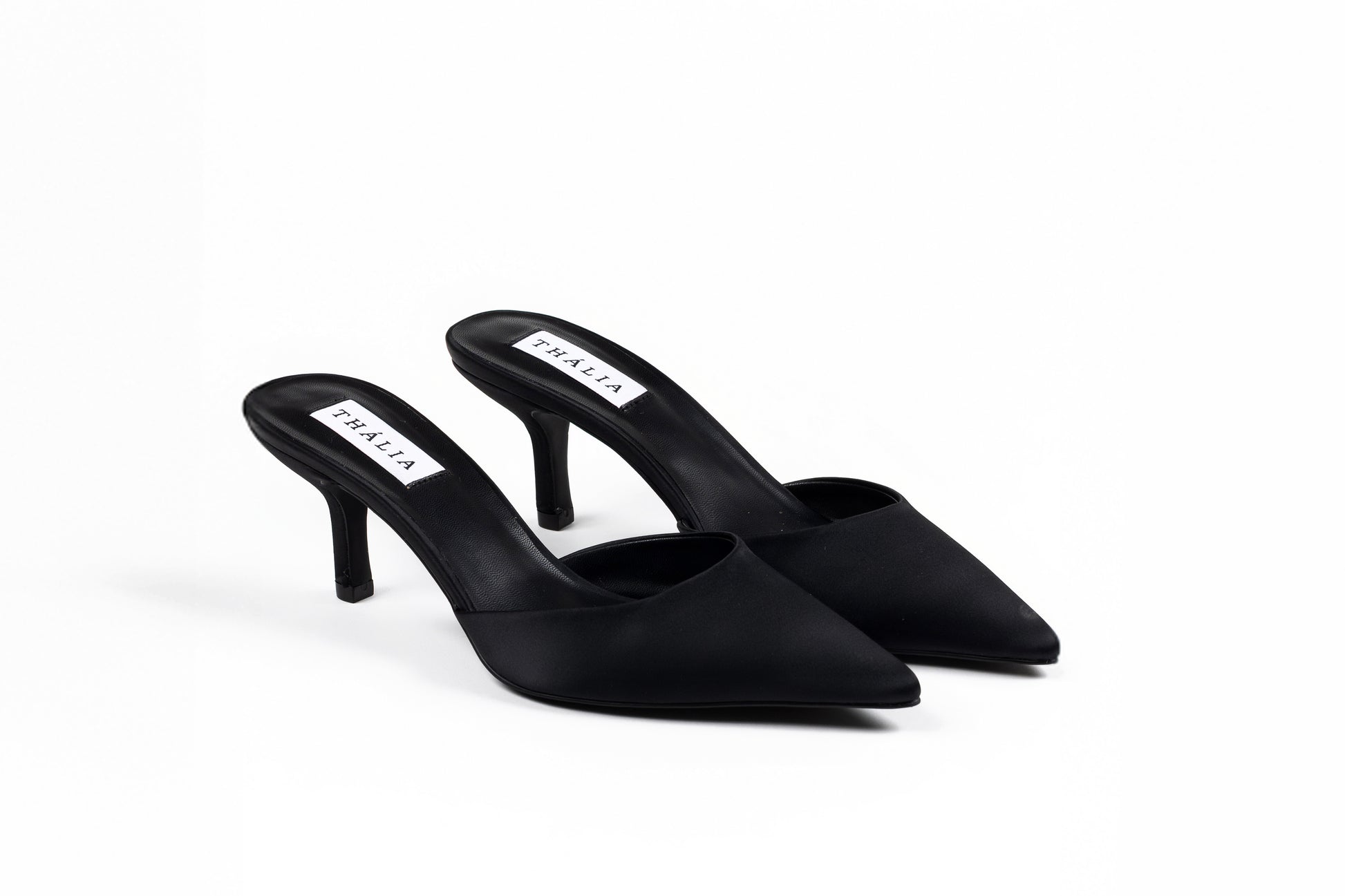 Sarah Mule Heel 60 - Black Satin