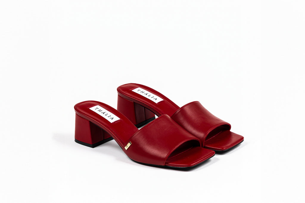 Kelly Block Heel 50 Mule - Cherry Burgundy
