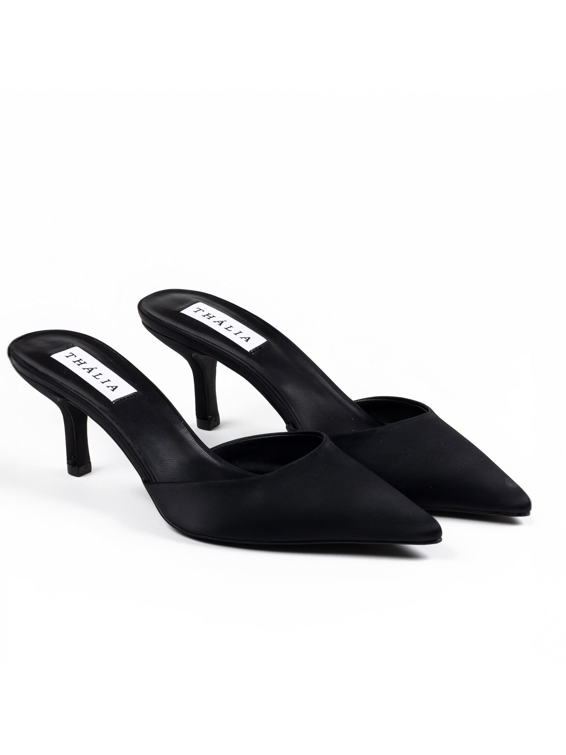 Sarah Mule Heel 60 - Black Satin