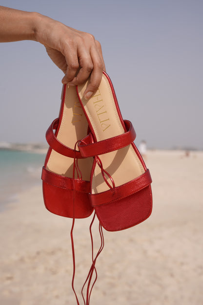 Greek Sandal - Crimson