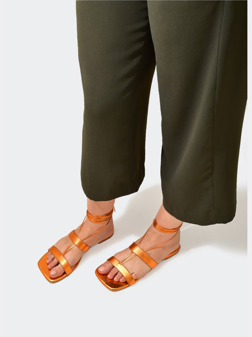 Greek Style Tie Up Flat Sandals for women - dubai shoes 