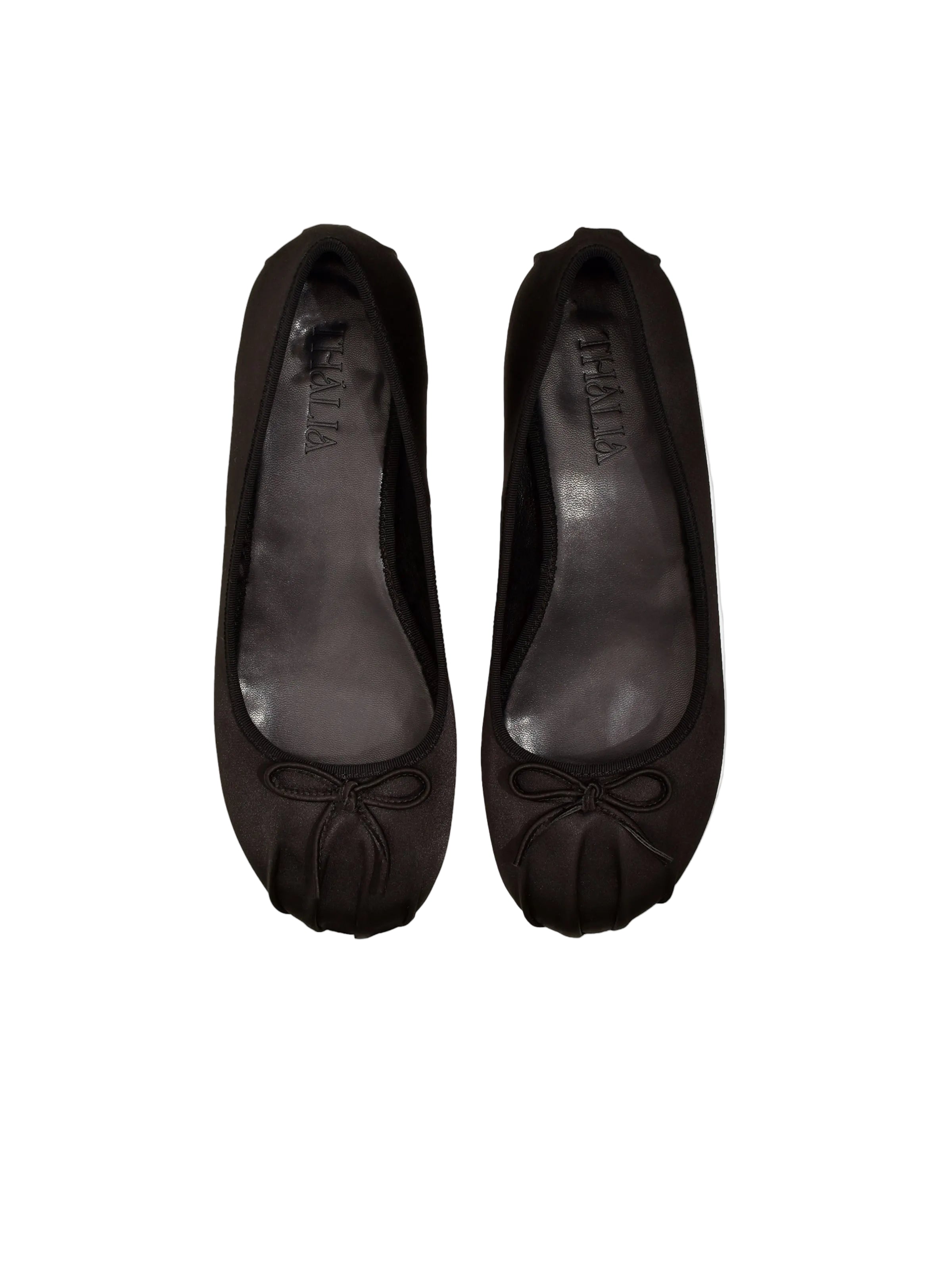 Thália PETA-approved black satin ballerina shoes