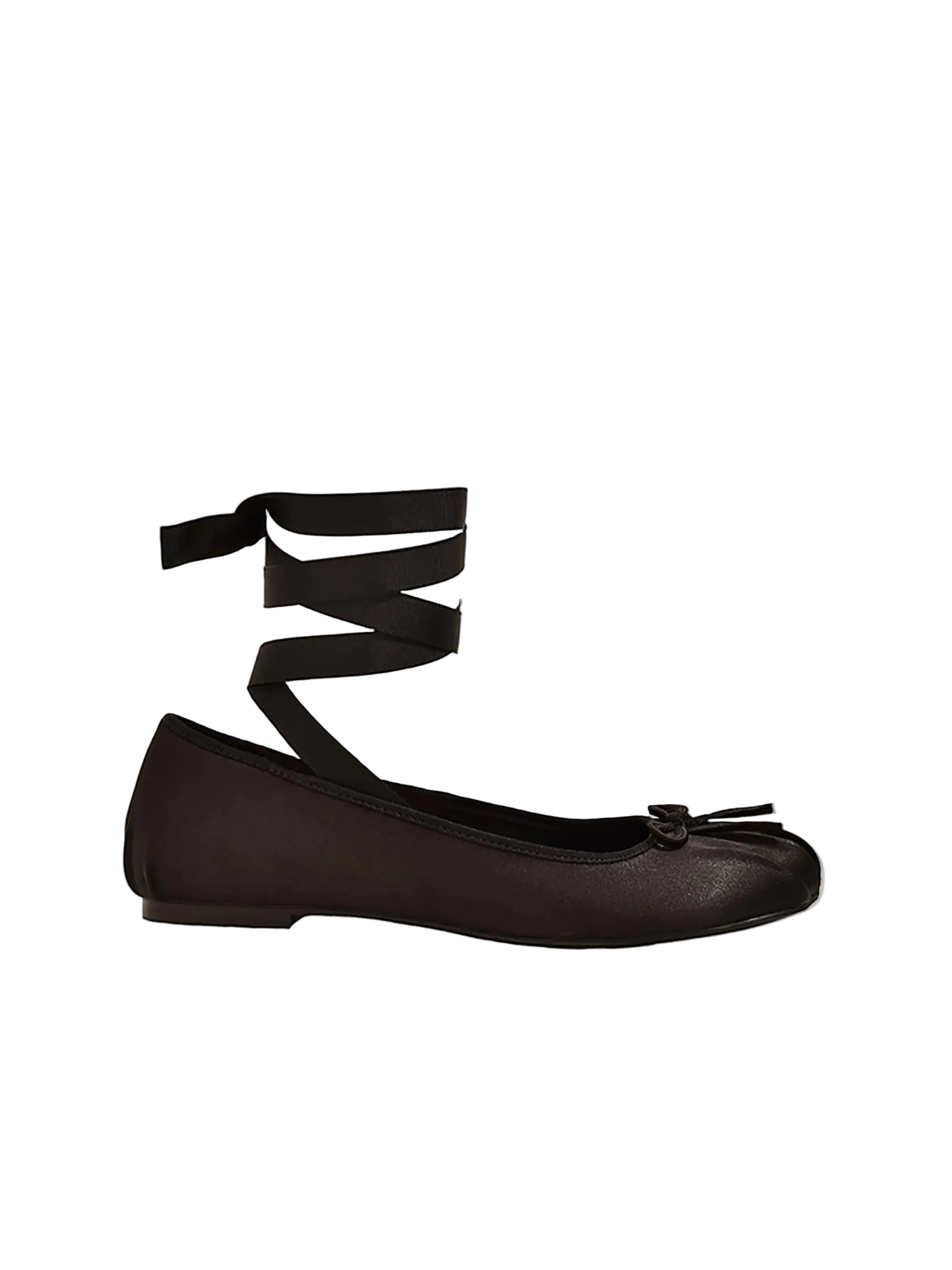 Thália PETA-approved black satin ballerina shoes