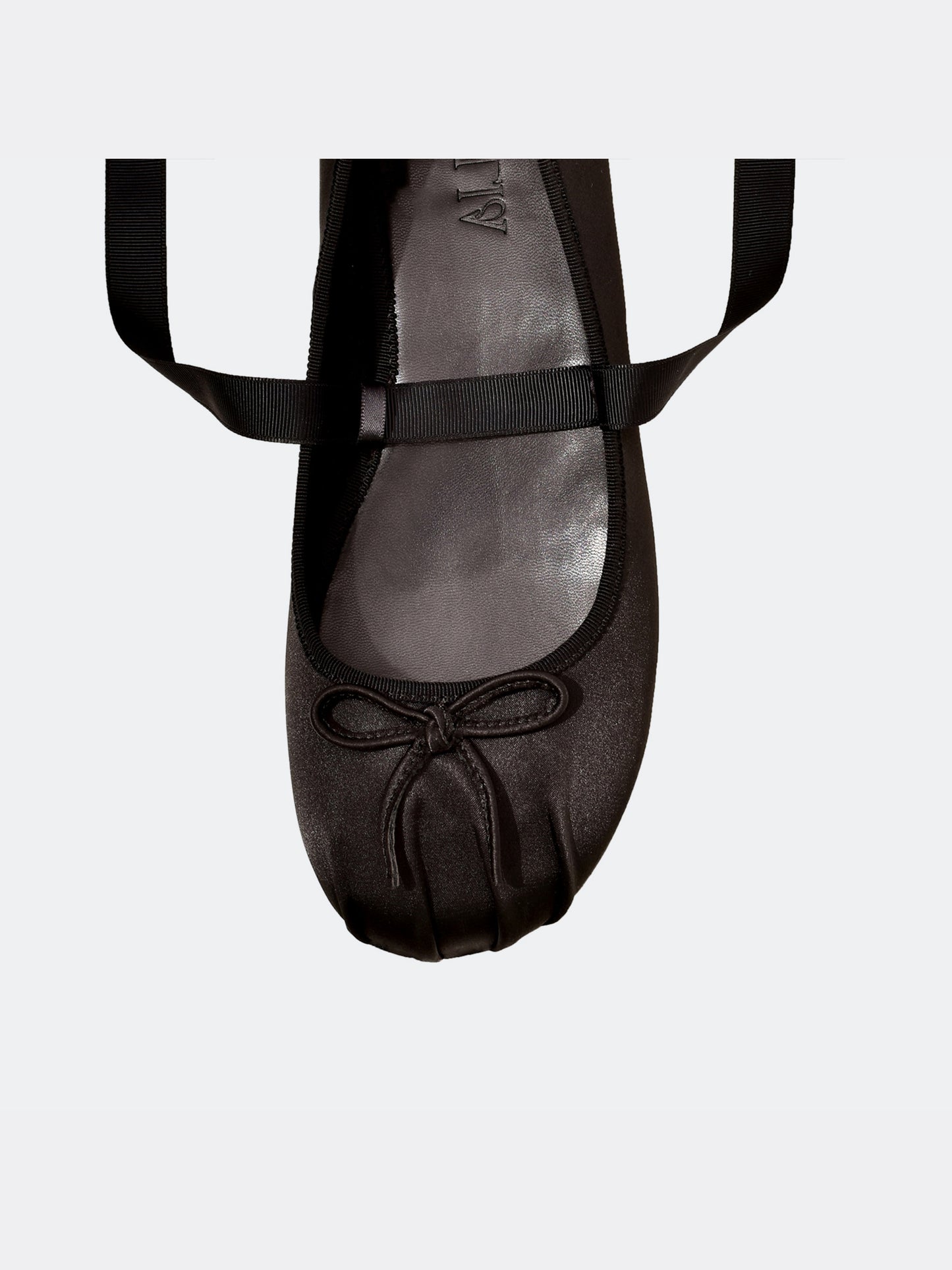 Black lace up Ballerinas for Women in Satin