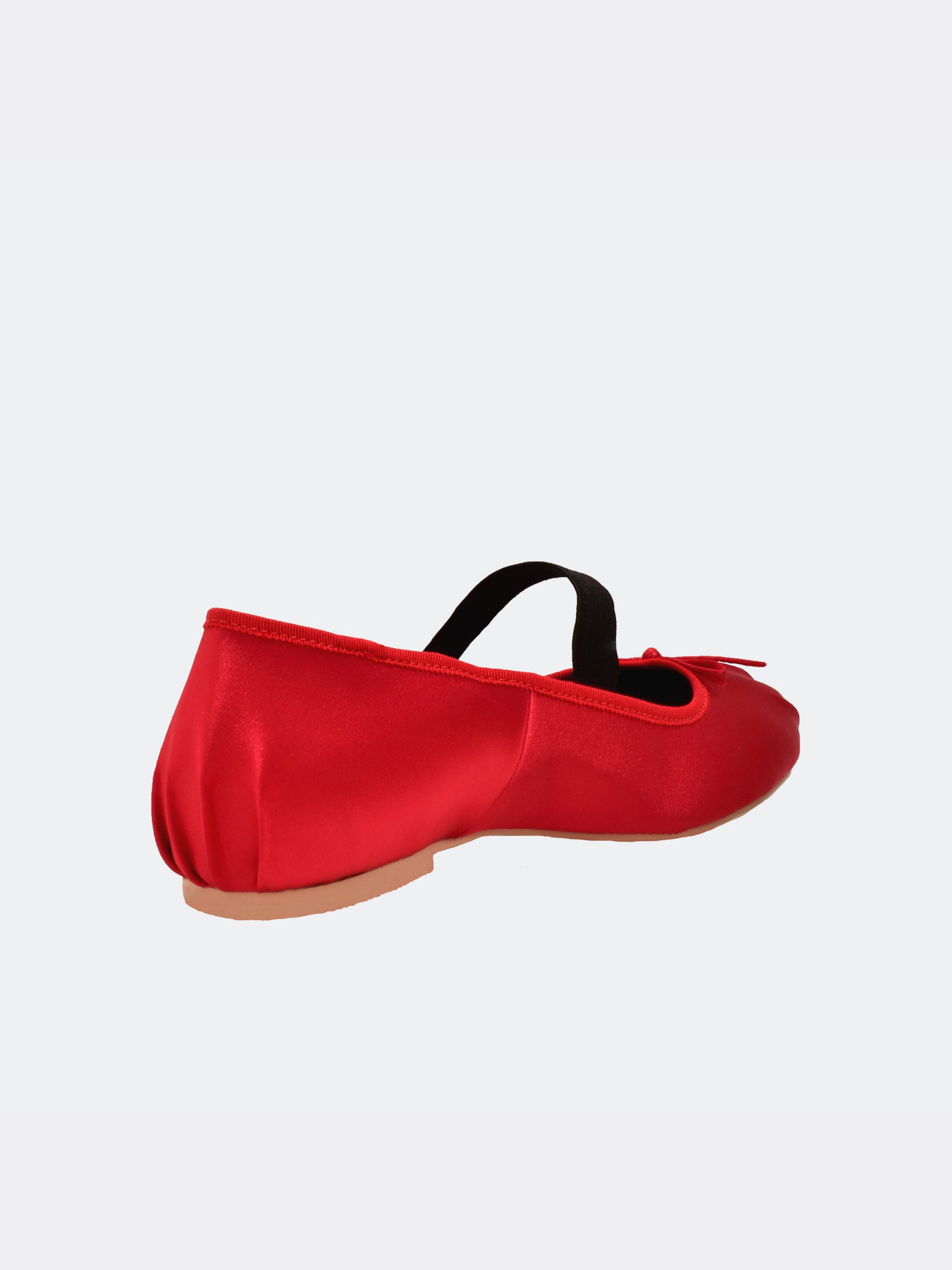 Satin Red Mary Jane Ballet Flats for women with elastic