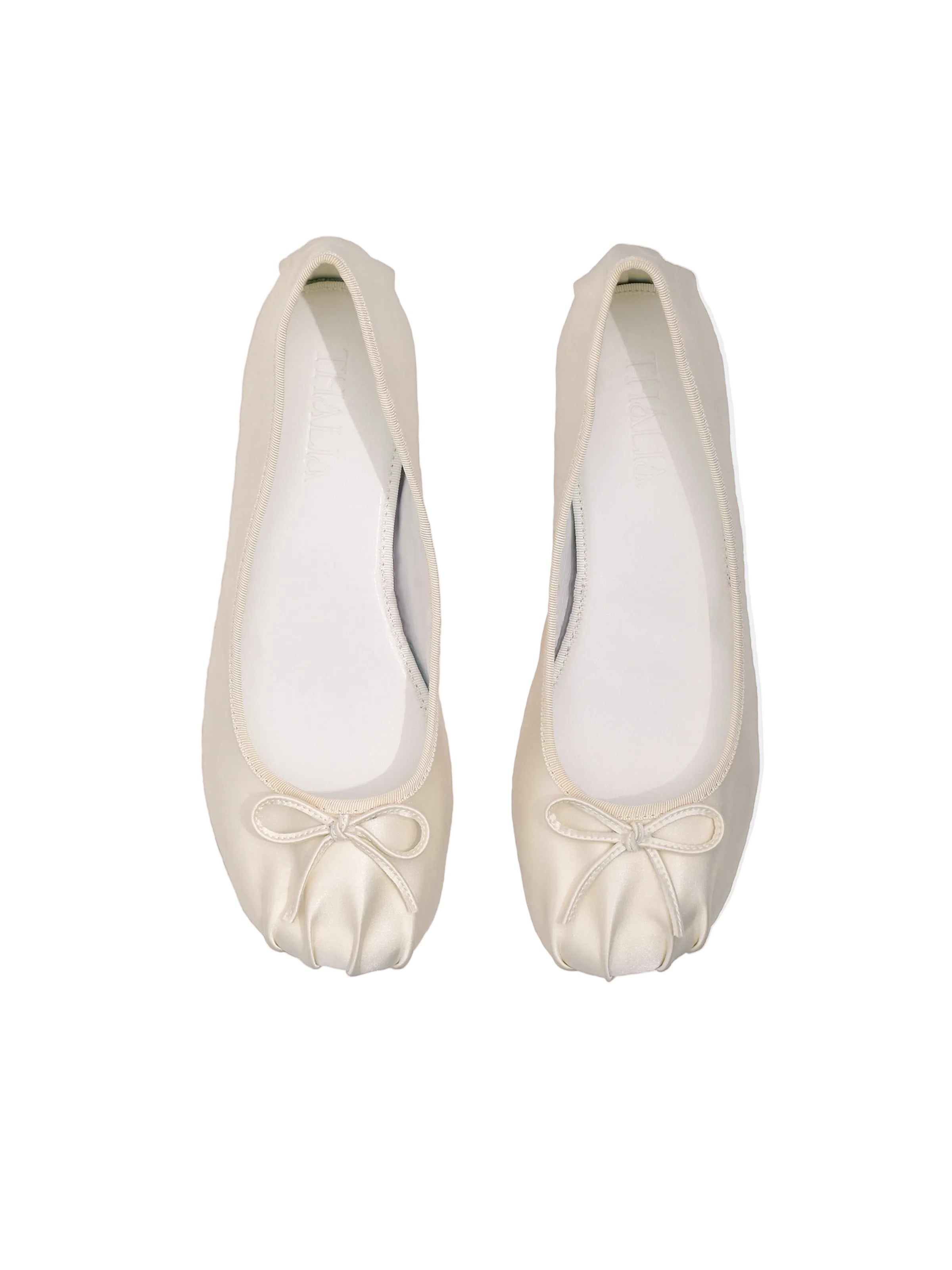 Thália PETA-approved white satin ballerina shoes