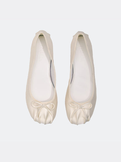 White Ballerinas for Women in Satin