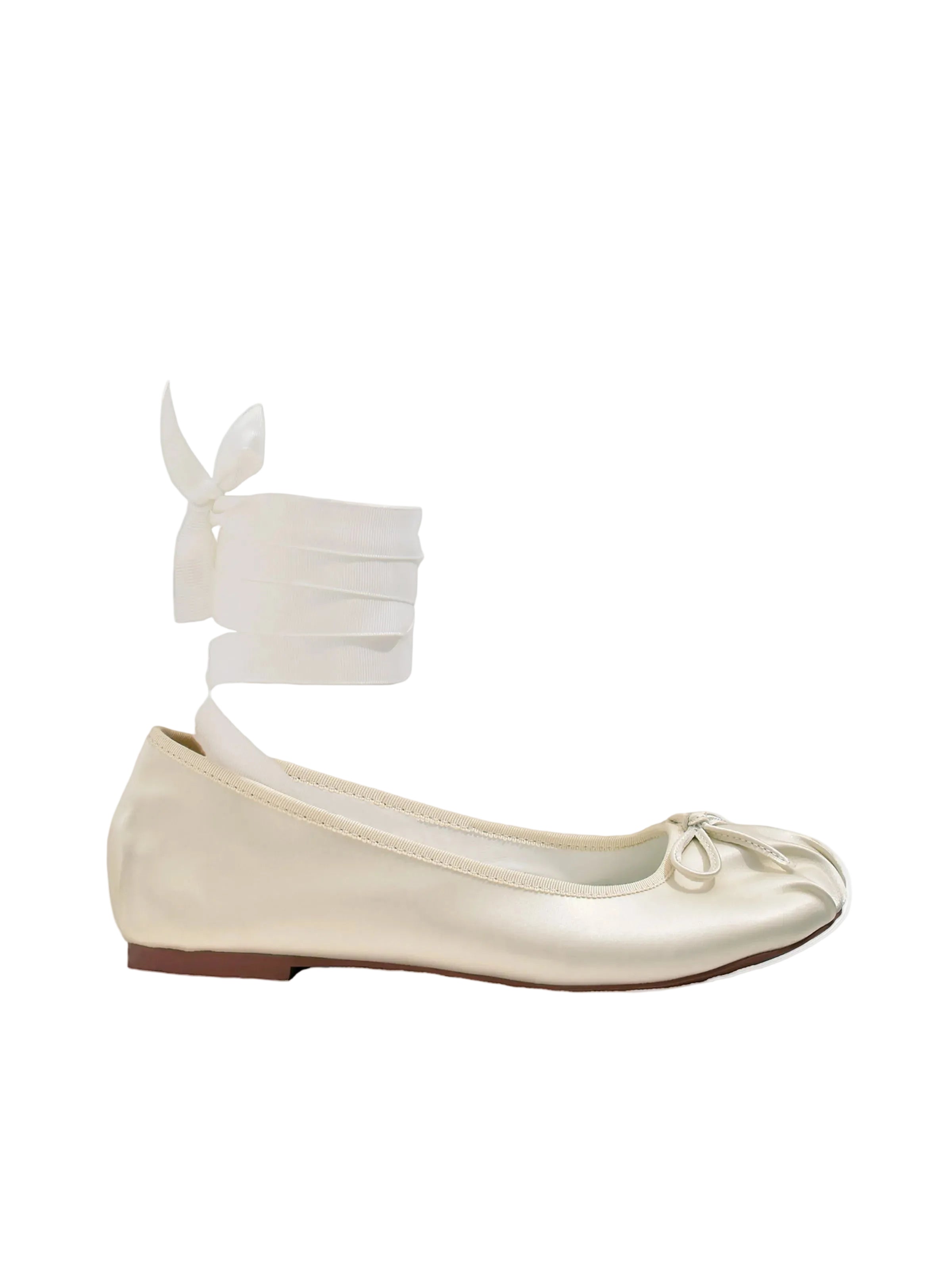 Thália PETA-approved white satin ballerina shoes