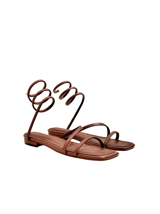 Thália PETA-approved brown flat sandals